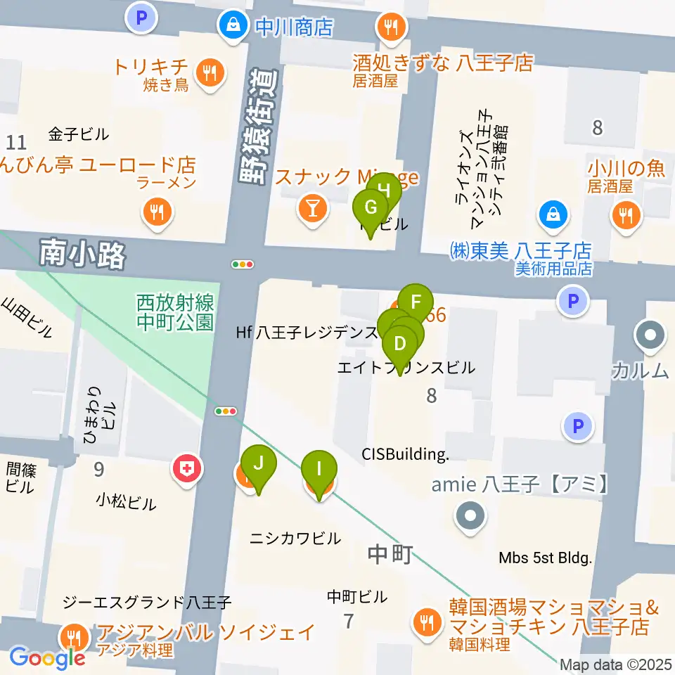 びー玉周辺のファミレス・ファーストフード一覧地図
