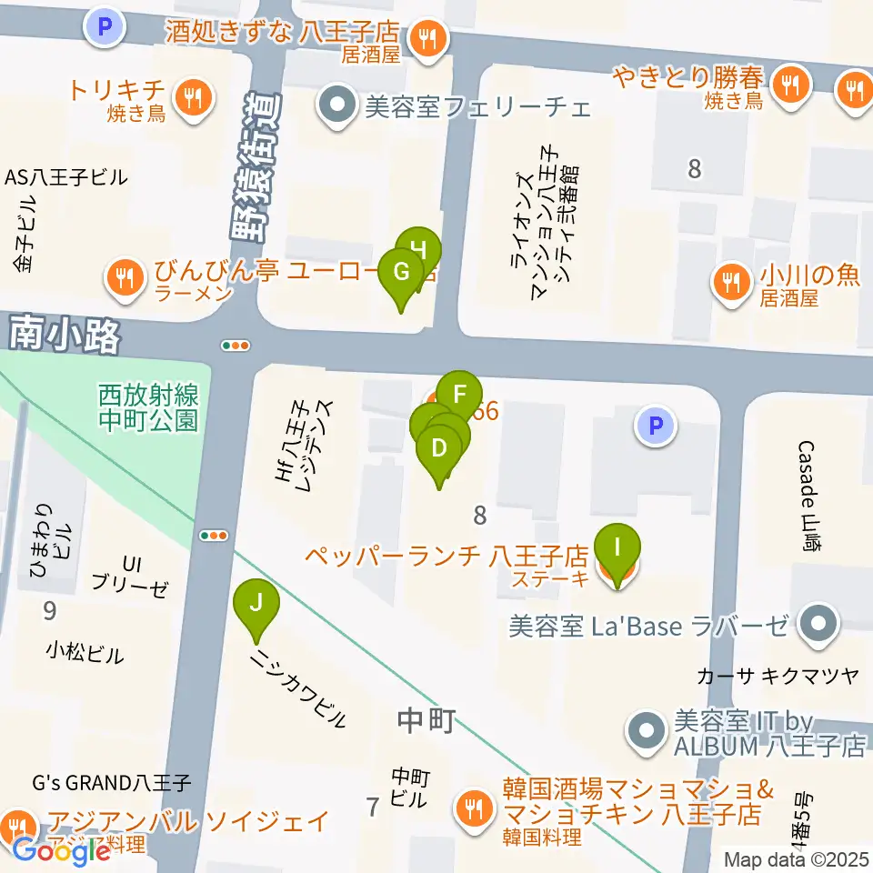 びー玉周辺のファミレス・ファーストフード一覧地図