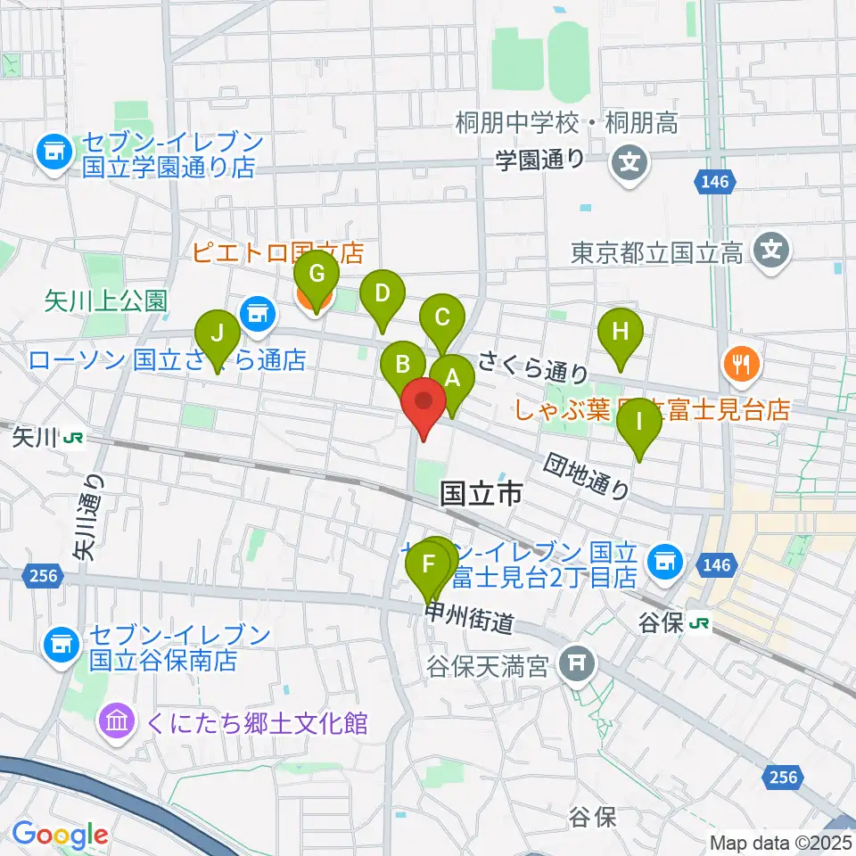 くにたち市民芸術小ホール周辺のファミレス・ファーストフード一覧地図