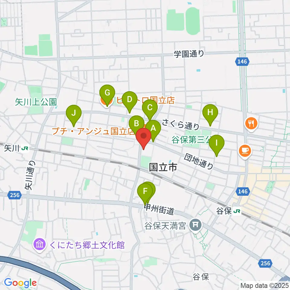 くにたち市民芸術小ホール周辺のファミレス・ファーストフード一覧地図