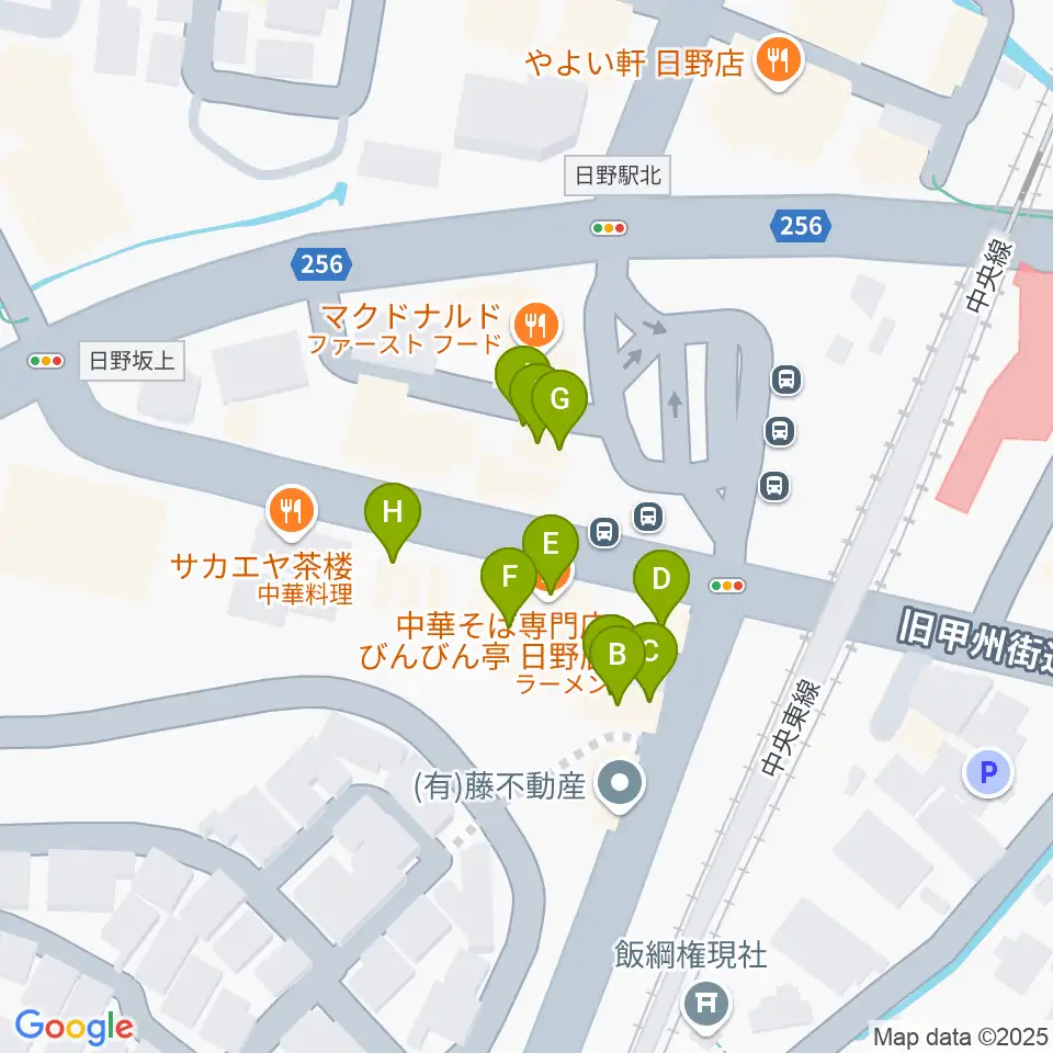 SoulK周辺のファミレス・ファーストフード一覧地図