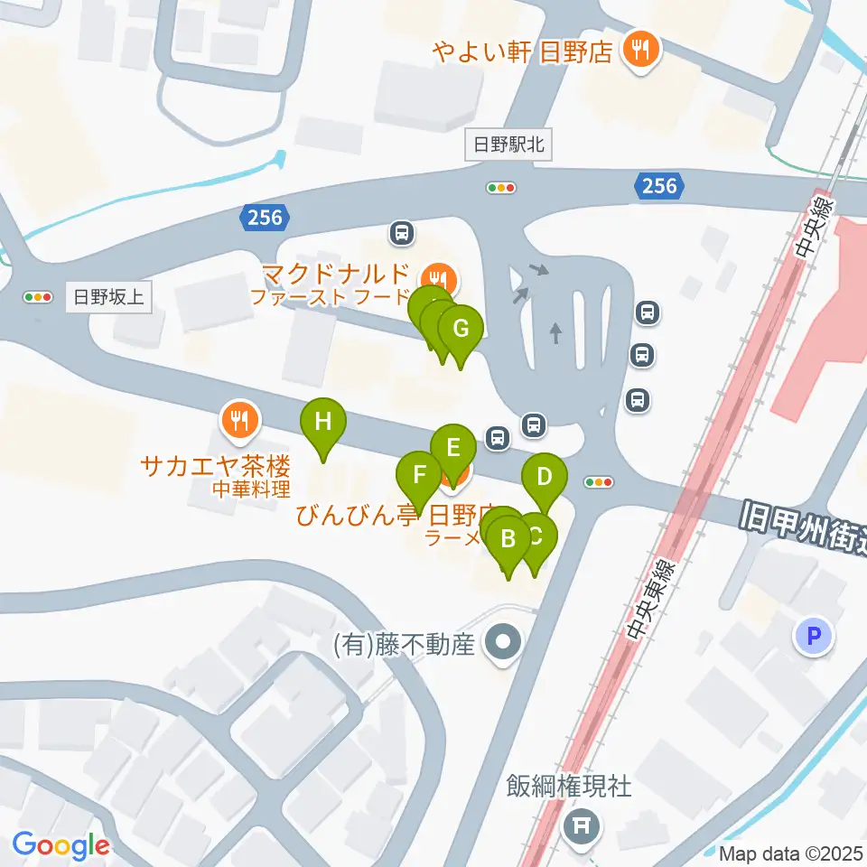 SoulK周辺のファミレス・ファーストフード一覧地図