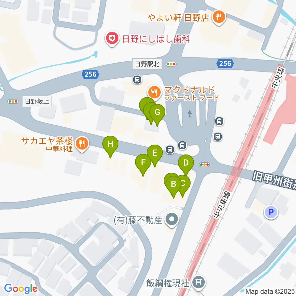 SoulK周辺のファミレス・ファーストフード一覧地図