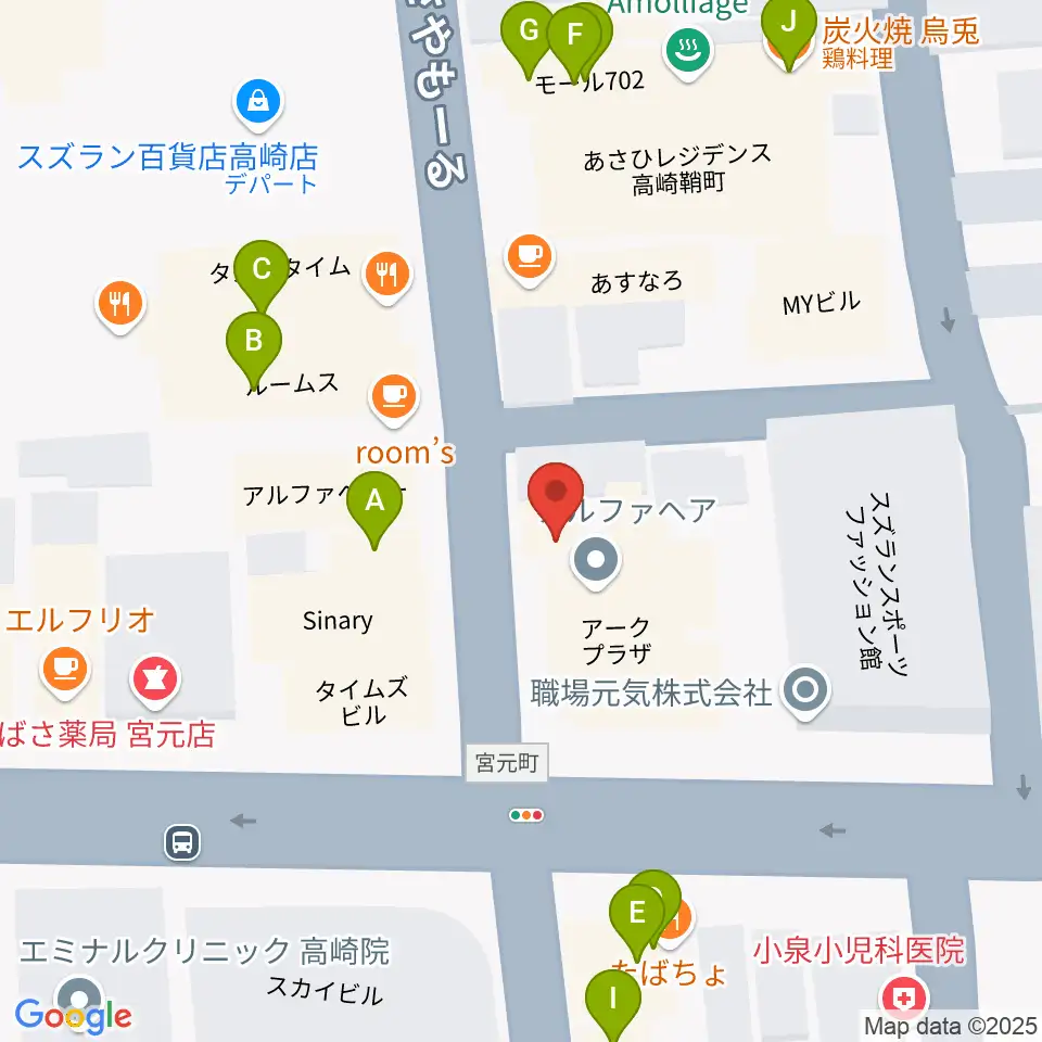アースヴォーカルスタジオ周辺のファミレス・ファーストフード一覧地図