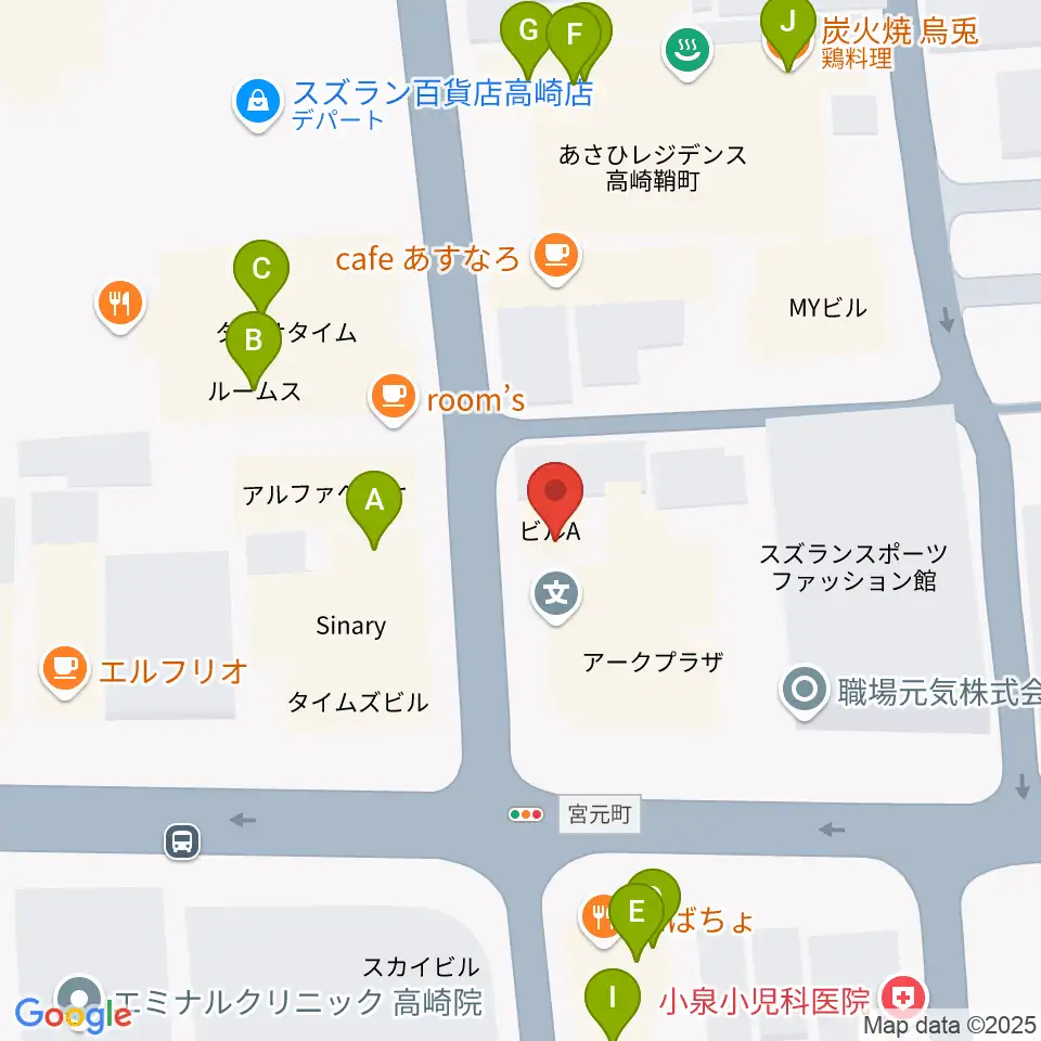 アースヴォーカルスタジオ周辺のファミレス・ファーストフード一覧地図