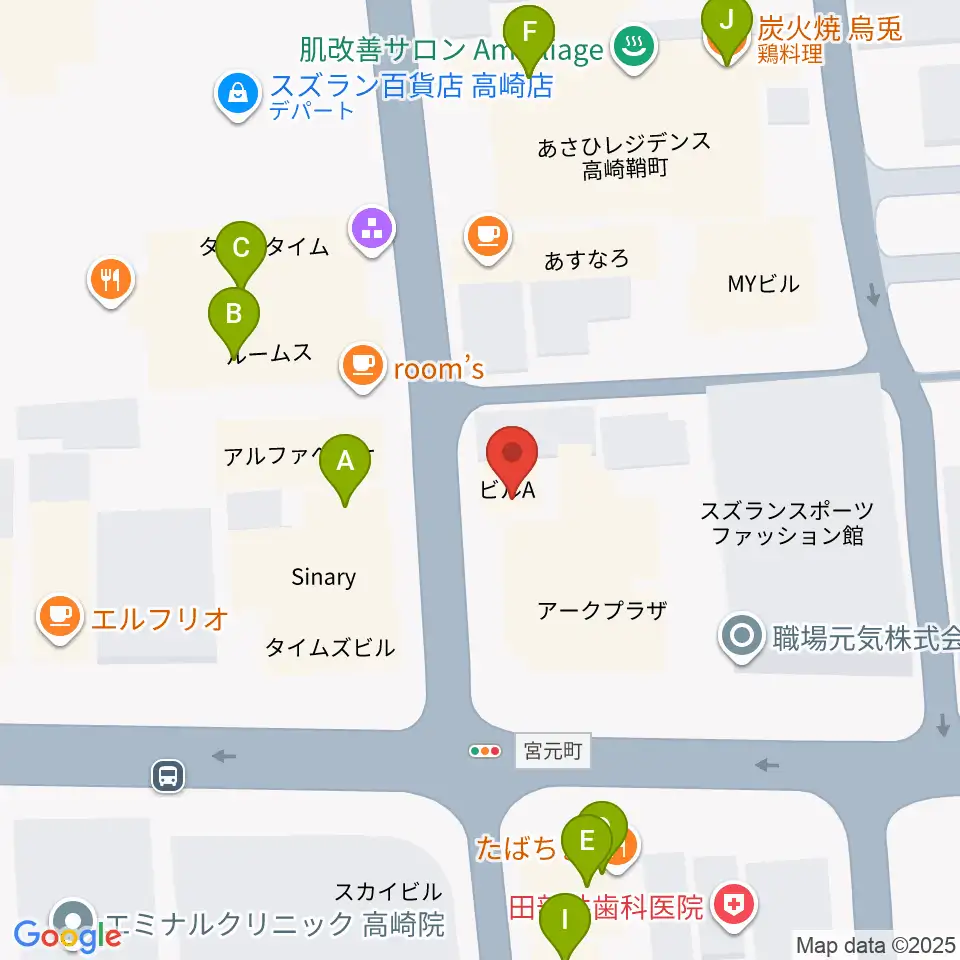 アースヴォーカルスタジオ周辺のファミレス・ファーストフード一覧地図