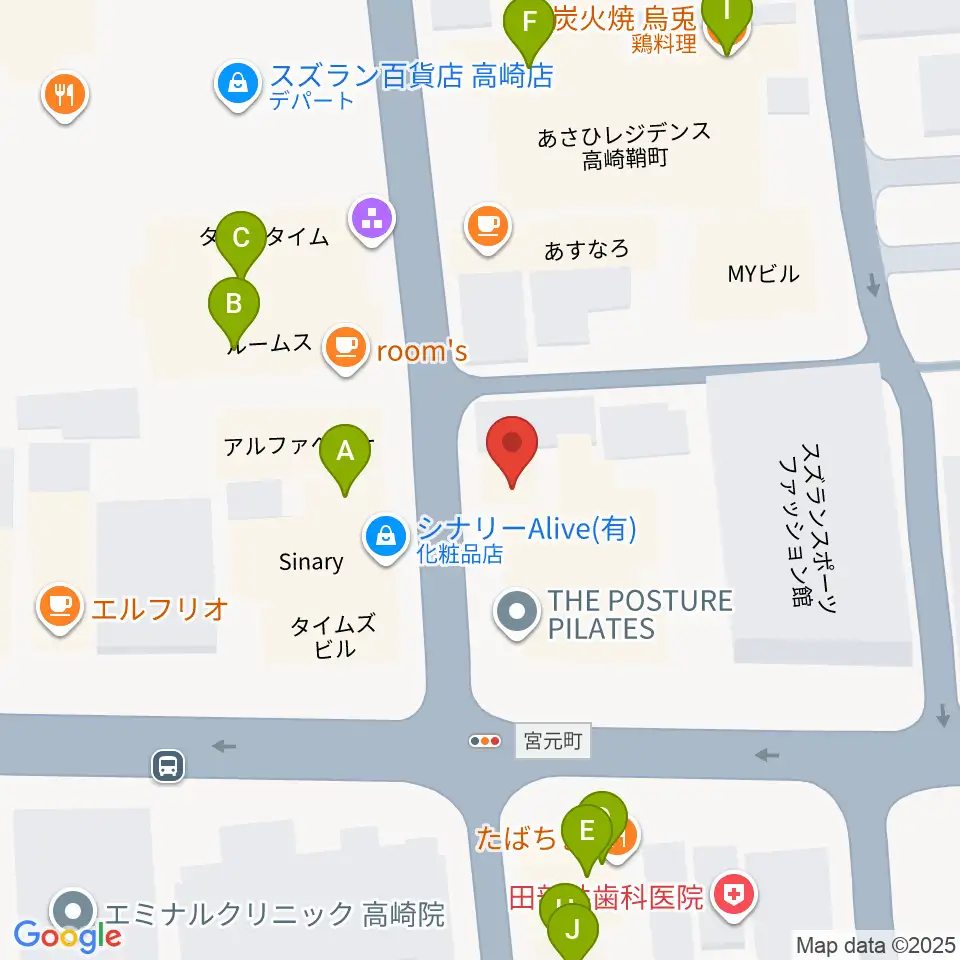アースヴォーカルスタジオ周辺のファミレス・ファーストフード一覧地図