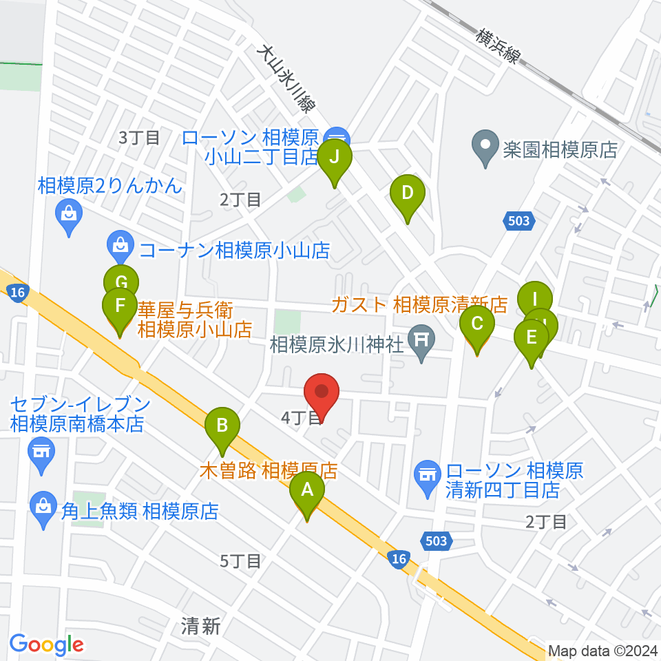 ベルベットルームスタジオ周辺のファミレス・ファーストフード一覧地図