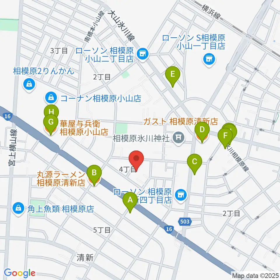 ベルベットルームスタジオ周辺のファミレス・ファーストフード一覧地図