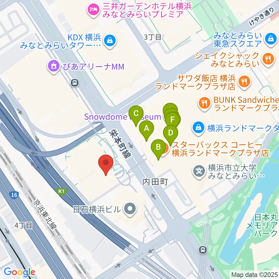 はまぎんホール ヴィアマーレ周辺のファミレス・ファーストフード一覧地図