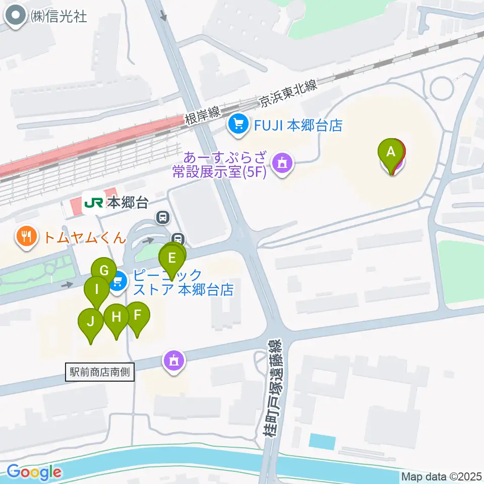 横浜市栄区民文化センター リリス周辺のファミレス・ファーストフード一覧地図