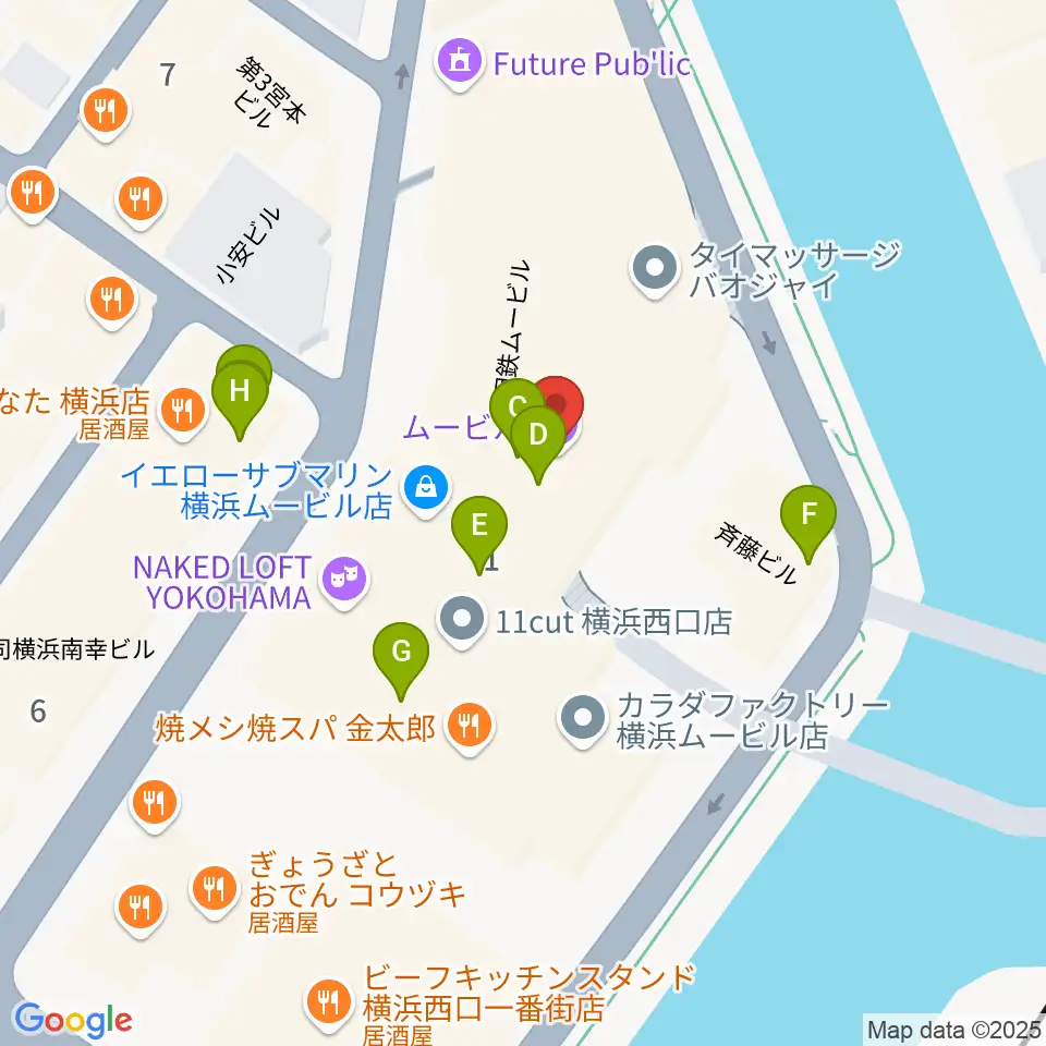 横浜サムズアップ周辺のファミレス・ファーストフード一覧地図