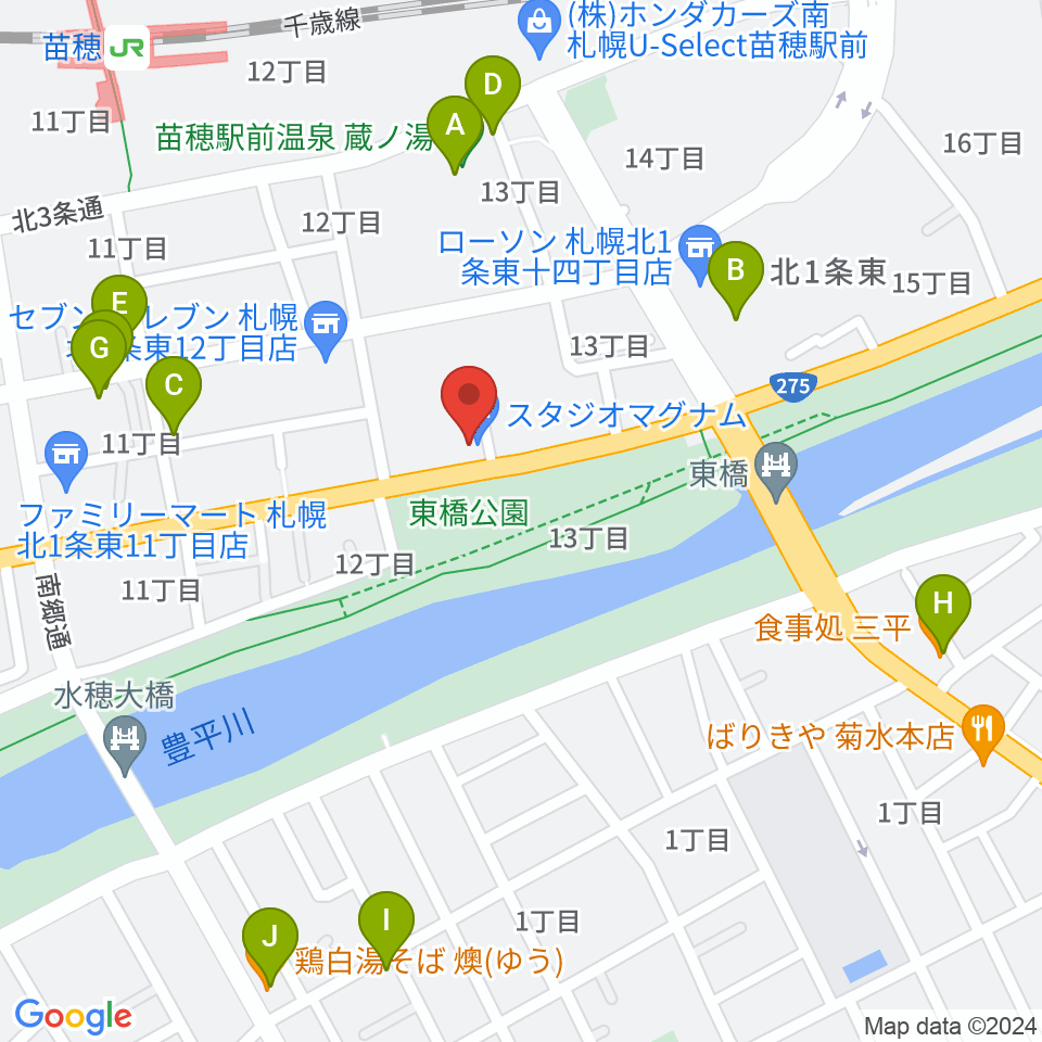 スタジオマグナム周辺のファミレス・ファーストフード一覧地図