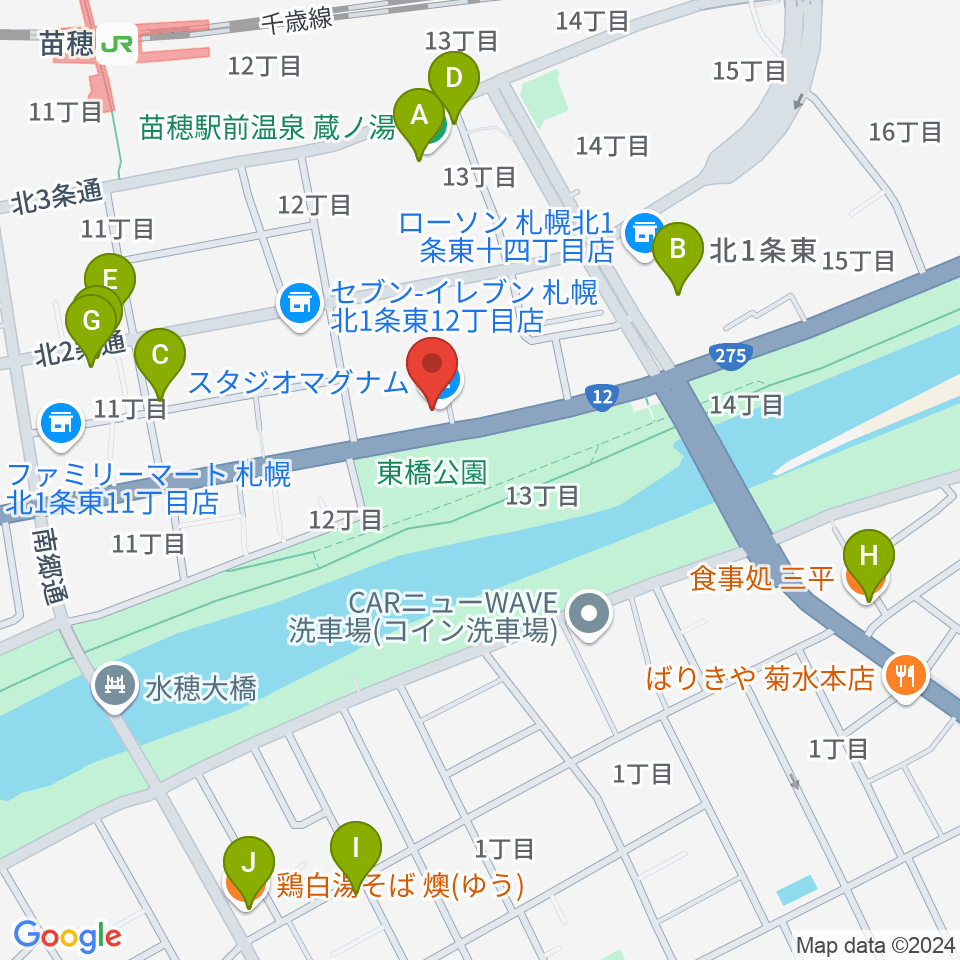 スタジオマグナム周辺のファミレス・ファーストフード一覧地図