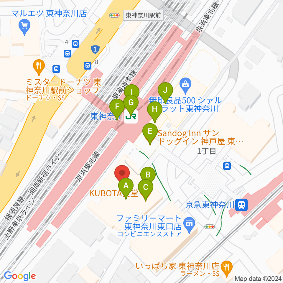 かなっくホール周辺のファミレス・ファーストフード一覧地図