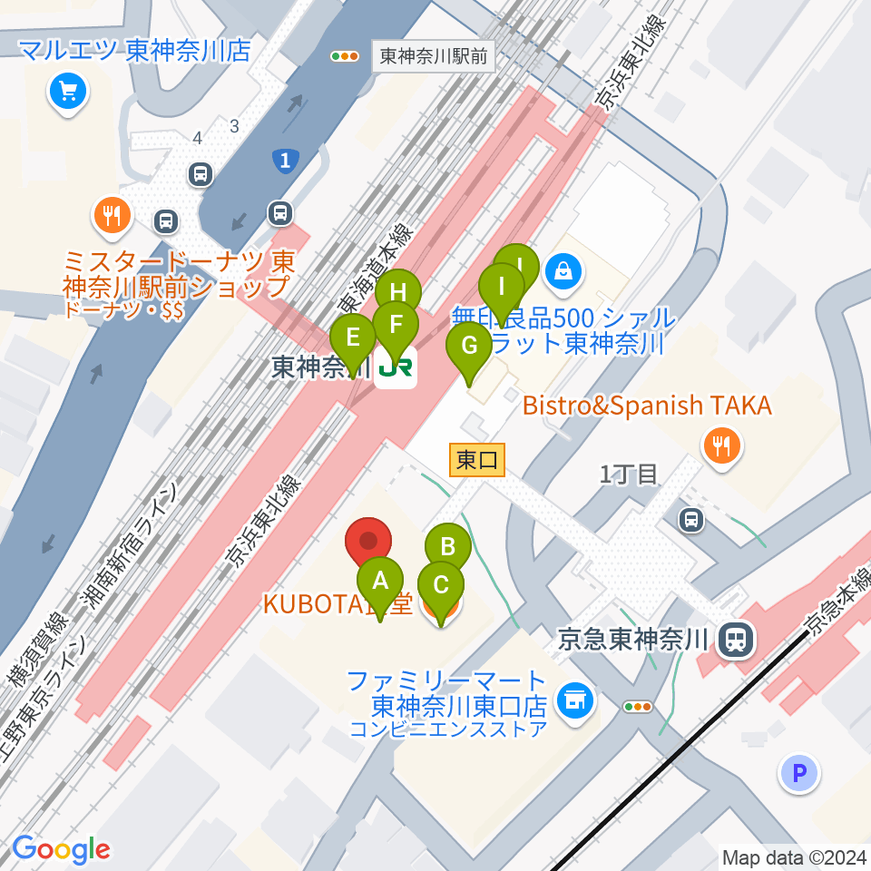 かなっくホール周辺のファミレス・ファーストフード一覧地図