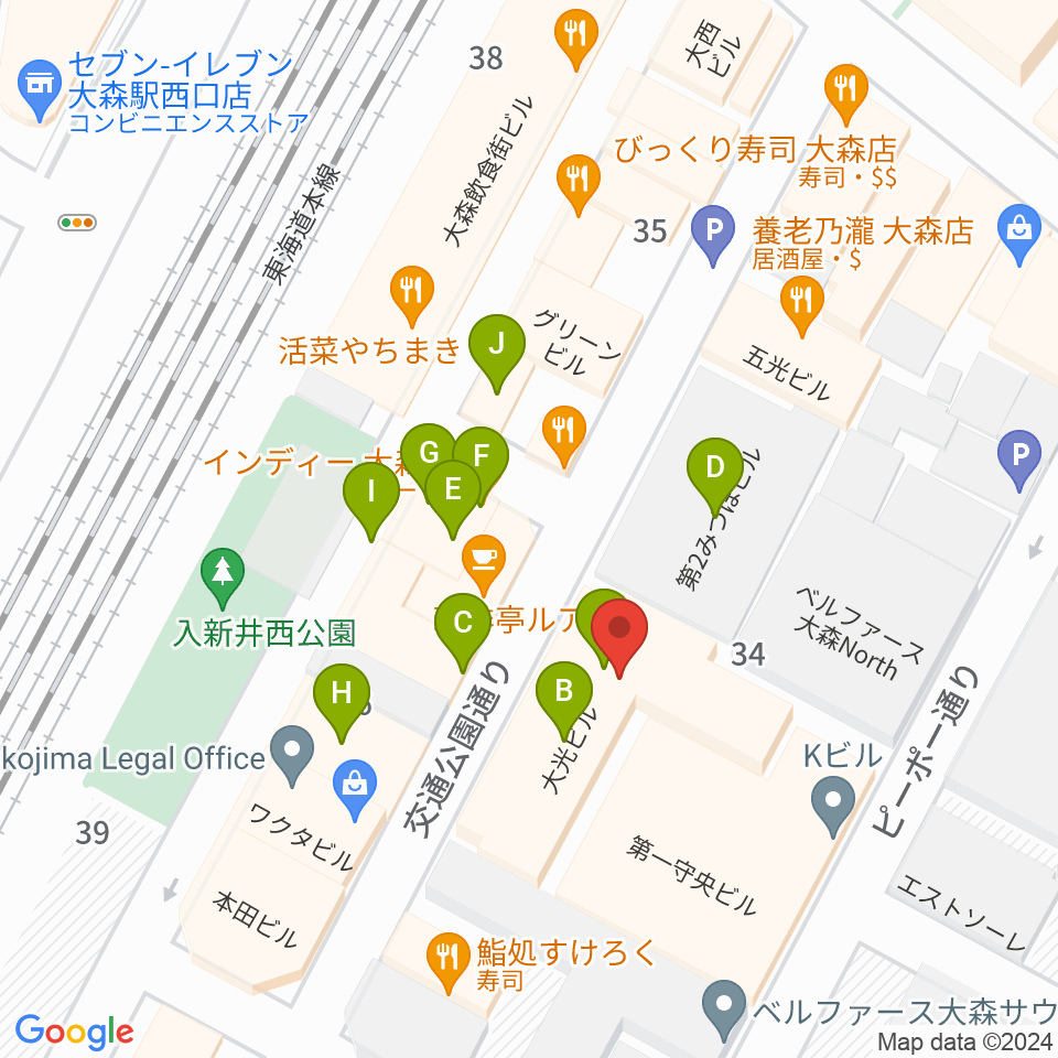 フォーク居酒屋 風に吹かれて周辺のファミレス・ファーストフード一覧地図