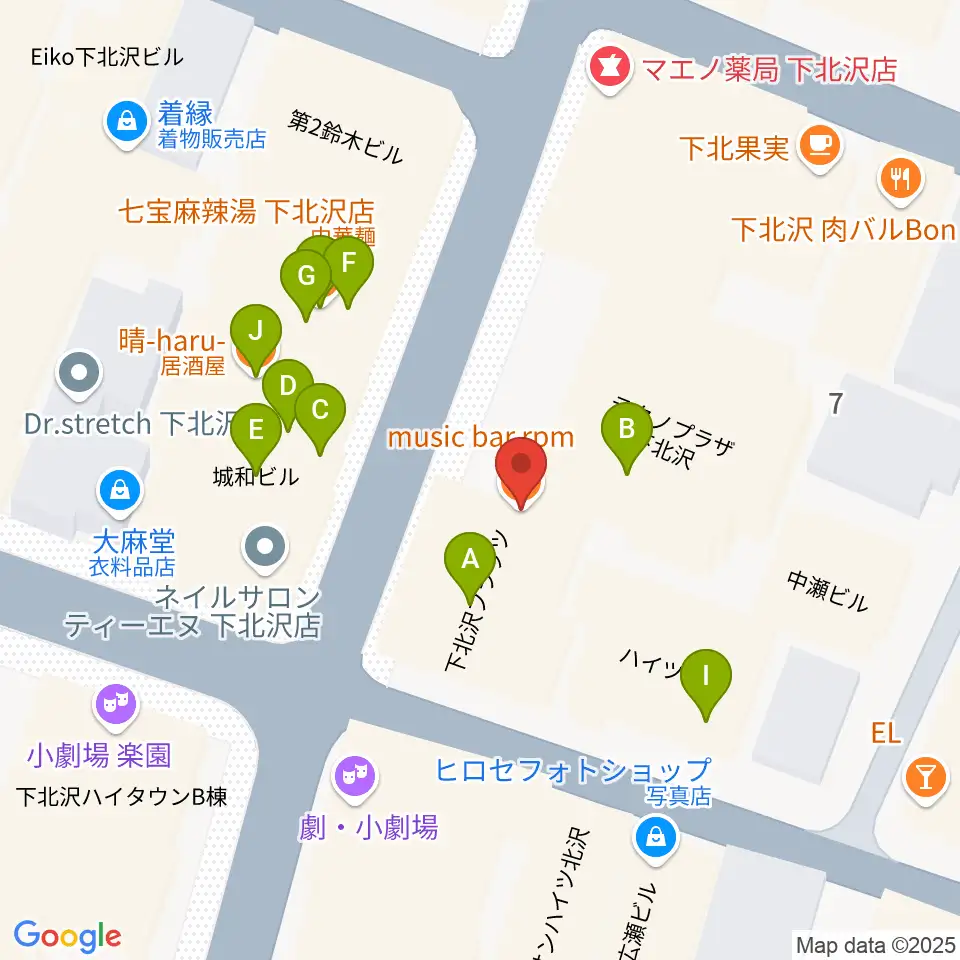 下北沢 music bar rpm周辺のファミレス・ファーストフード一覧地図