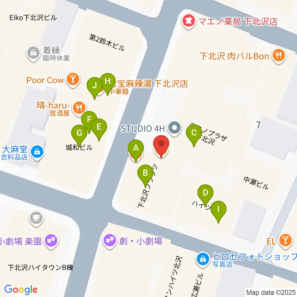 下北沢 music bar rpm周辺のファミレス・ファーストフード一覧地図