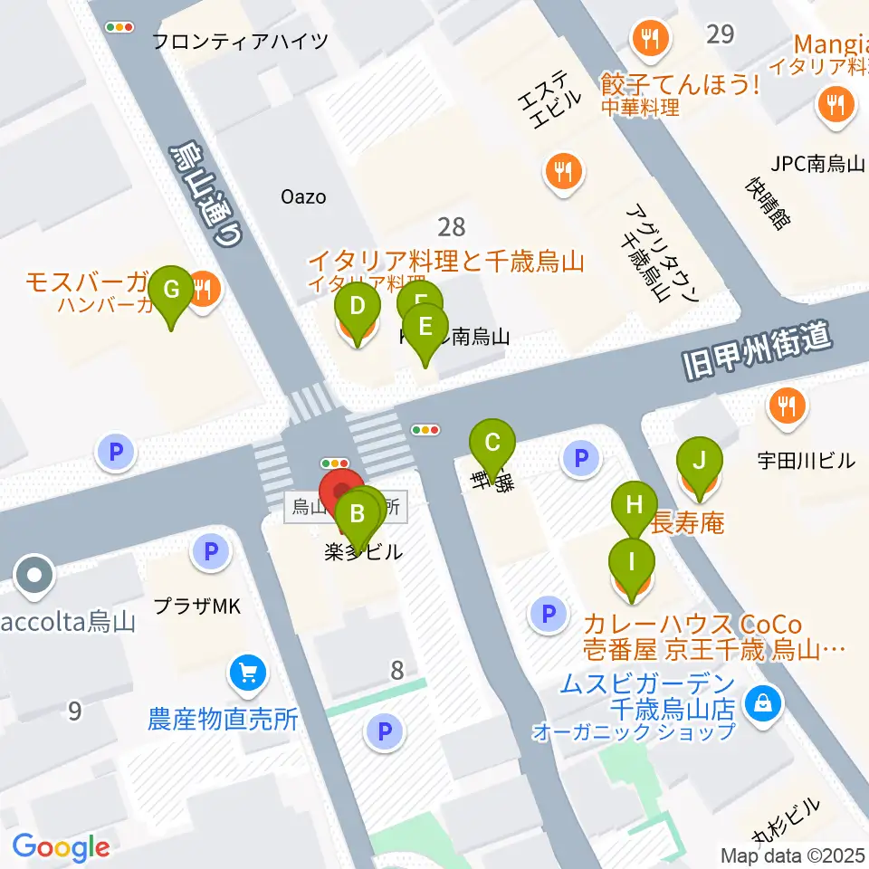千歳烏山TUBO周辺のファミレス・ファーストフード一覧地図