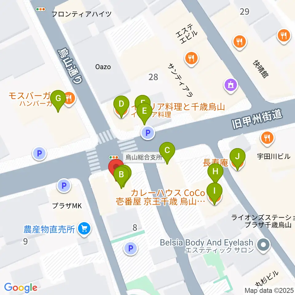 千歳烏山TUBO周辺のファミレス・ファーストフード一覧地図