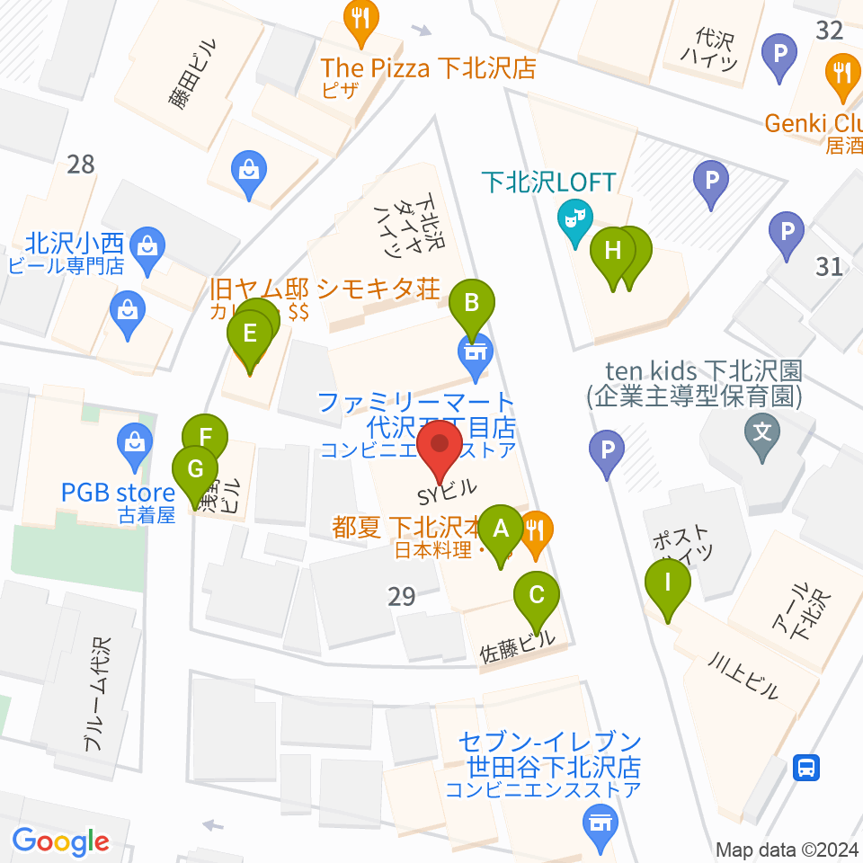 下北沢CLUB251周辺のファミレス・ファーストフード一覧地図