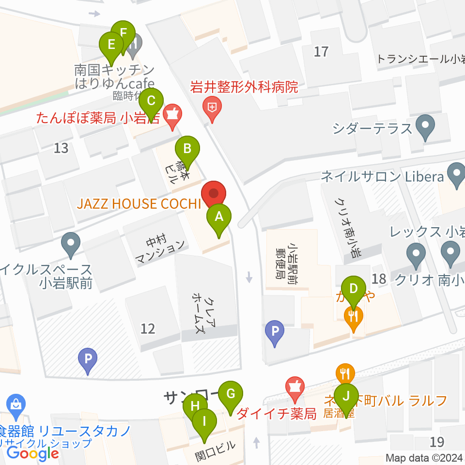 小岩COCHI周辺のファミレス・ファーストフード一覧地図