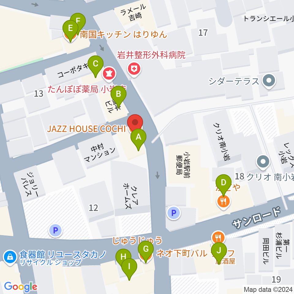 小岩COCHI周辺のファミレス・ファーストフード一覧地図