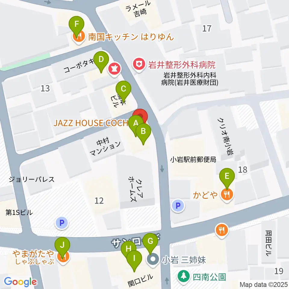 小岩COCHI周辺のファミレス・ファーストフード一覧地図
