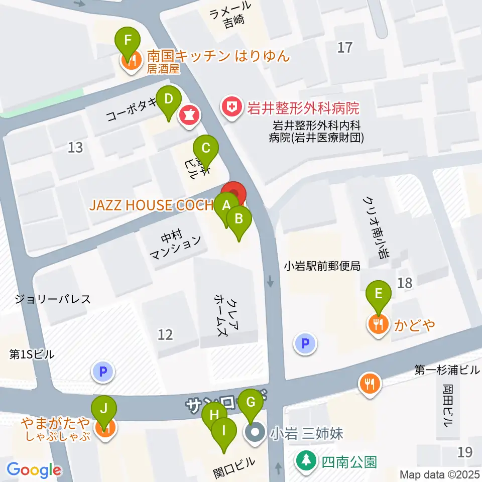 小岩COCHI周辺のファミレス・ファーストフード一覧地図