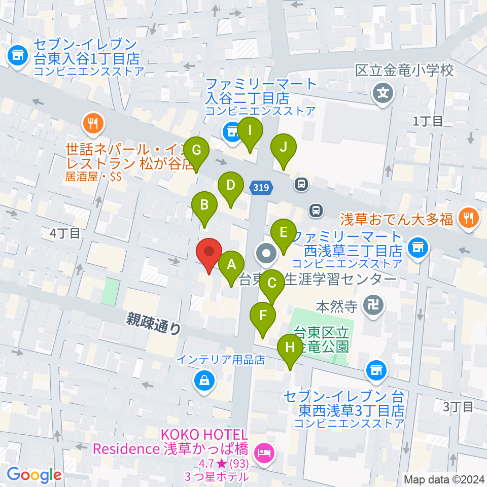 入谷なってるハウス周辺のファミレス・ファーストフード一覧地図