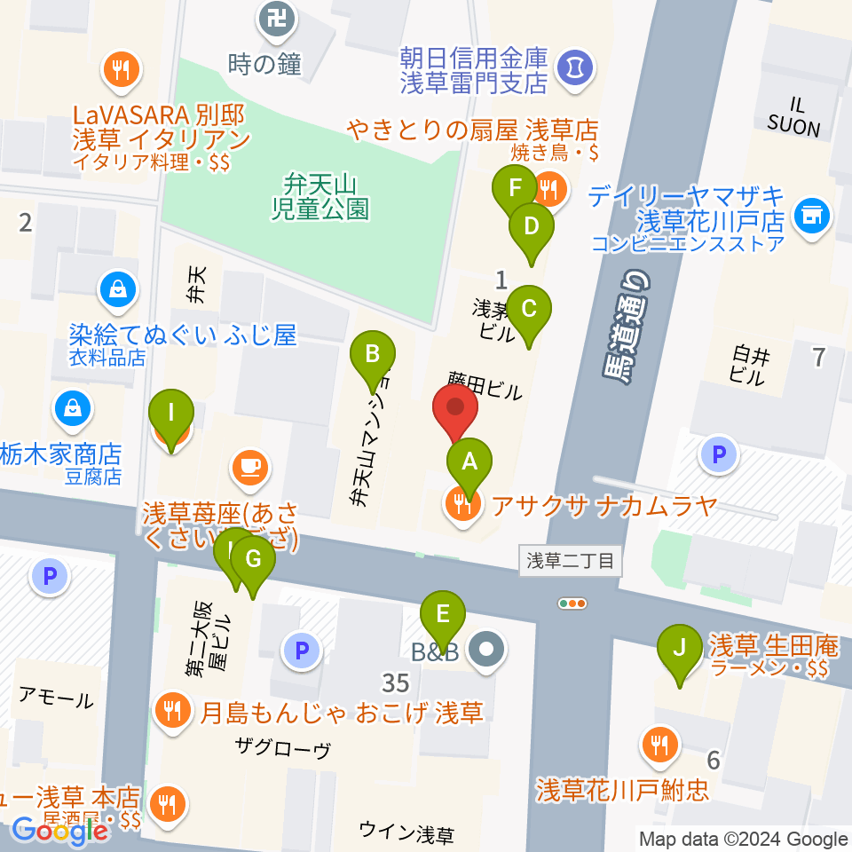 ライブ・バー舵輪周辺のファミレス・ファーストフード一覧地図