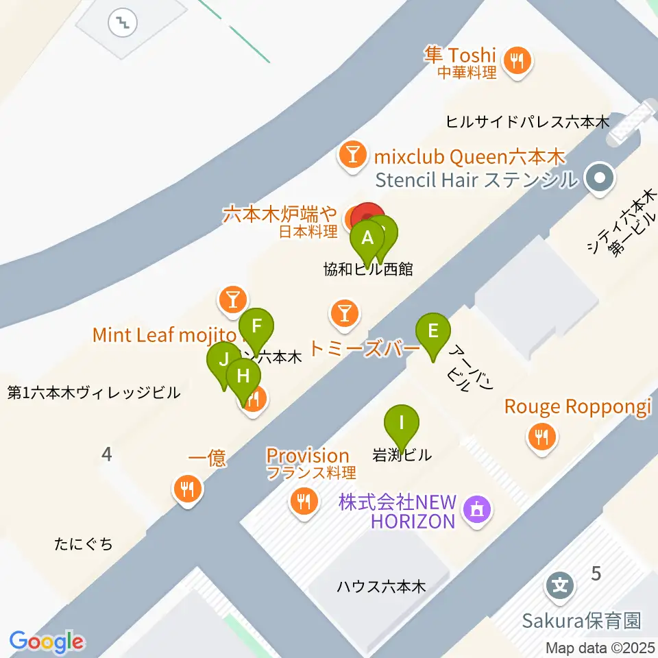 六本木ライブハウスＺ周辺のファミレス・ファーストフード一覧地図