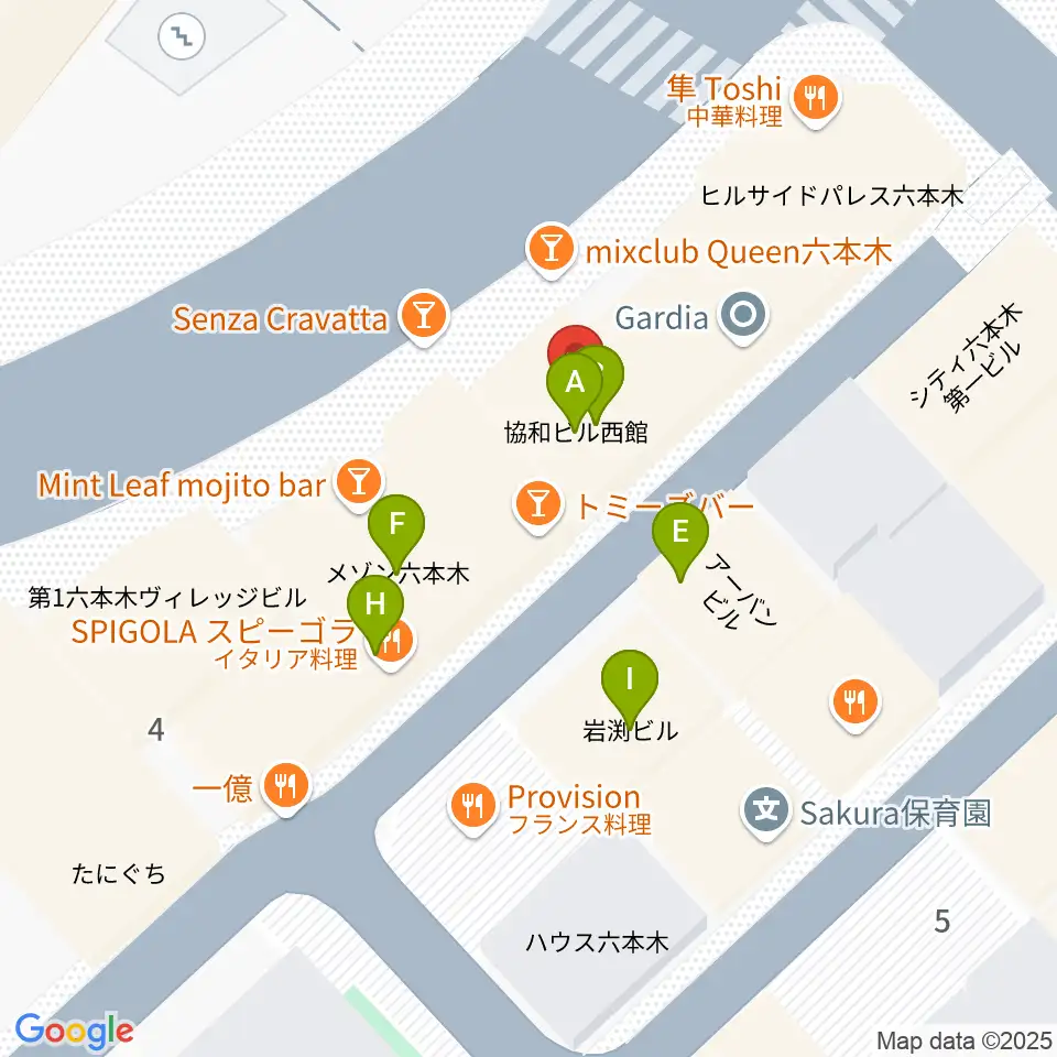 六本木ライブハウスＺ周辺のファミレス・ファーストフード一覧地図