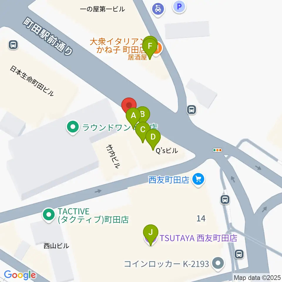 町田ニカズ周辺のファミレス・ファーストフード一覧地図