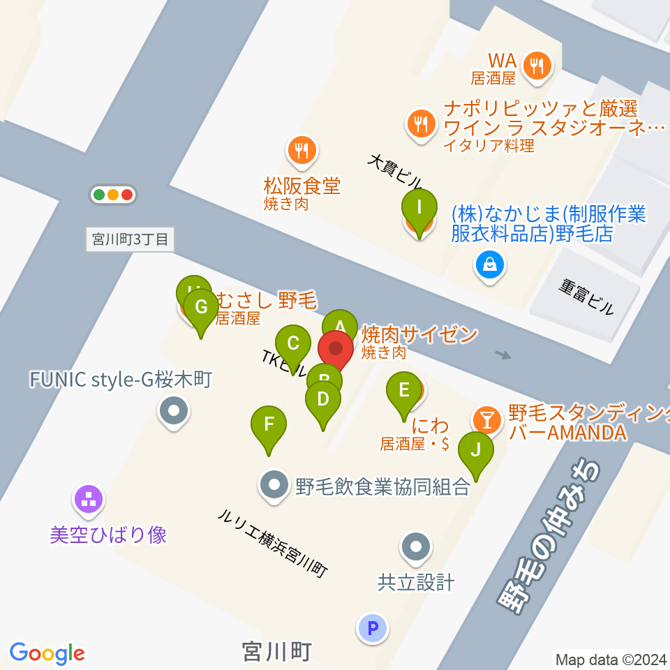 Sam's Bar周辺のファミレス・ファーストフード一覧地図