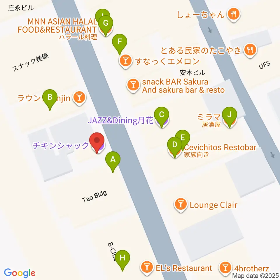 福生チキンシャック周辺のファミレス・ファーストフード一覧地図