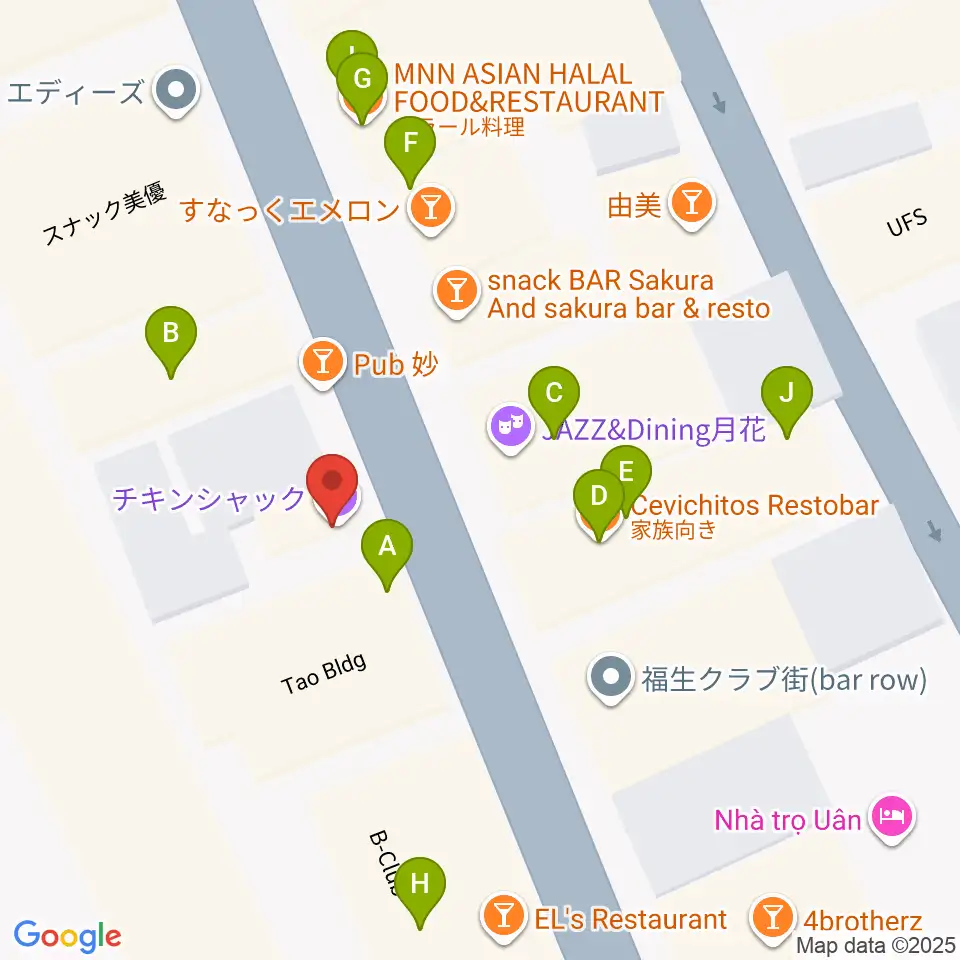 福生チキンシャック周辺のファミレス・ファーストフード一覧地図