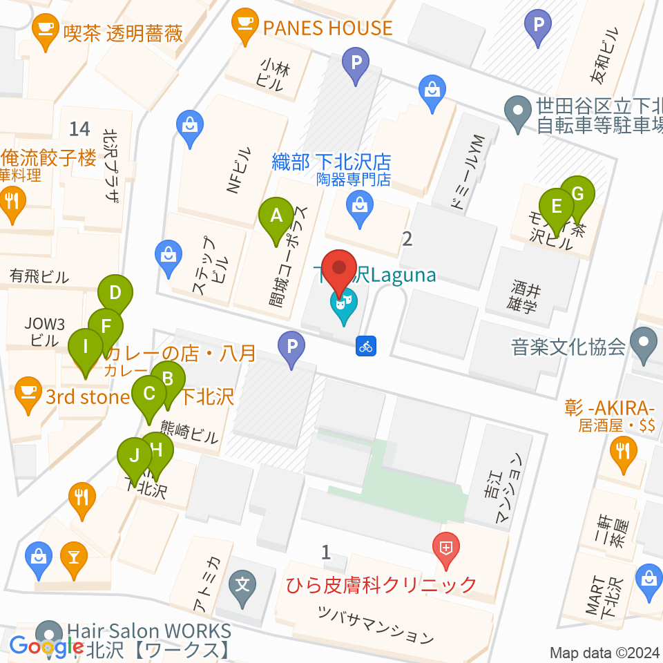 下北沢デイジーバー周辺のファミレス・ファーストフード一覧地図