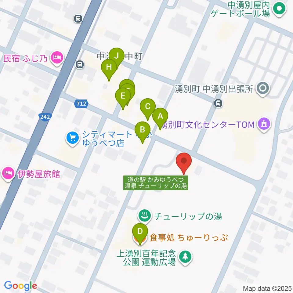 湧別町文化センターTOM周辺のファミレス・ファーストフード一覧地図