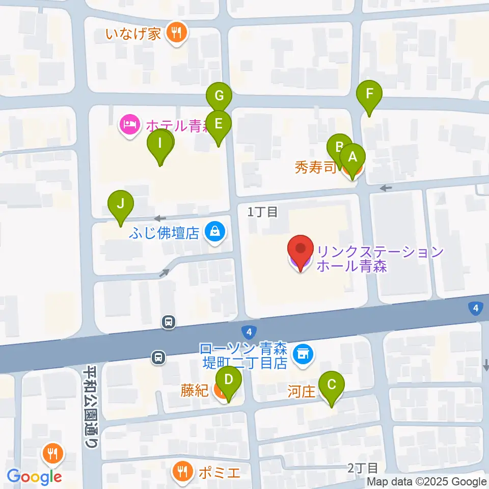 リンクステーションホール青森周辺のファミレス・ファーストフード一覧地図