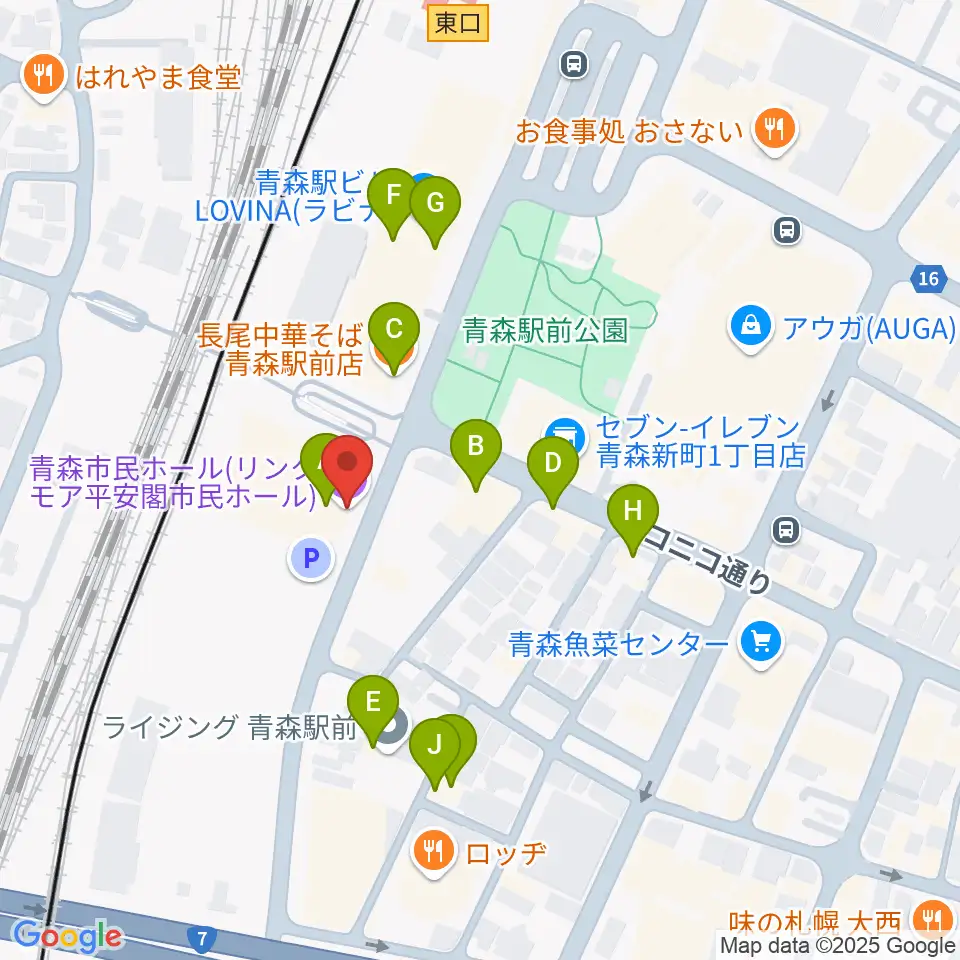 リンクモア平安閣市民ホール周辺のファミレス・ファーストフード一覧地図