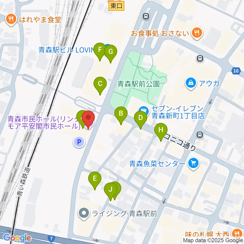 リンクモア平安閣市民ホール周辺のファミレス・ファーストフード一覧地図