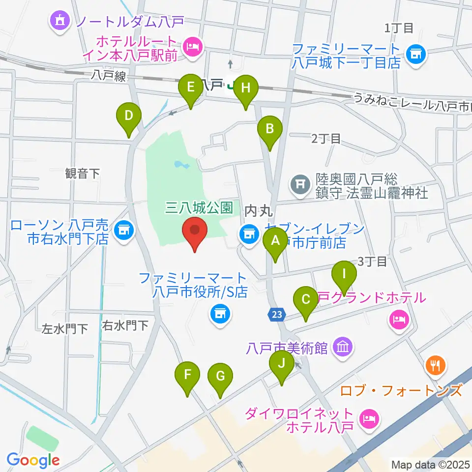 SG GROUPホールはちのへ周辺のファミレス・ファーストフード一覧地図