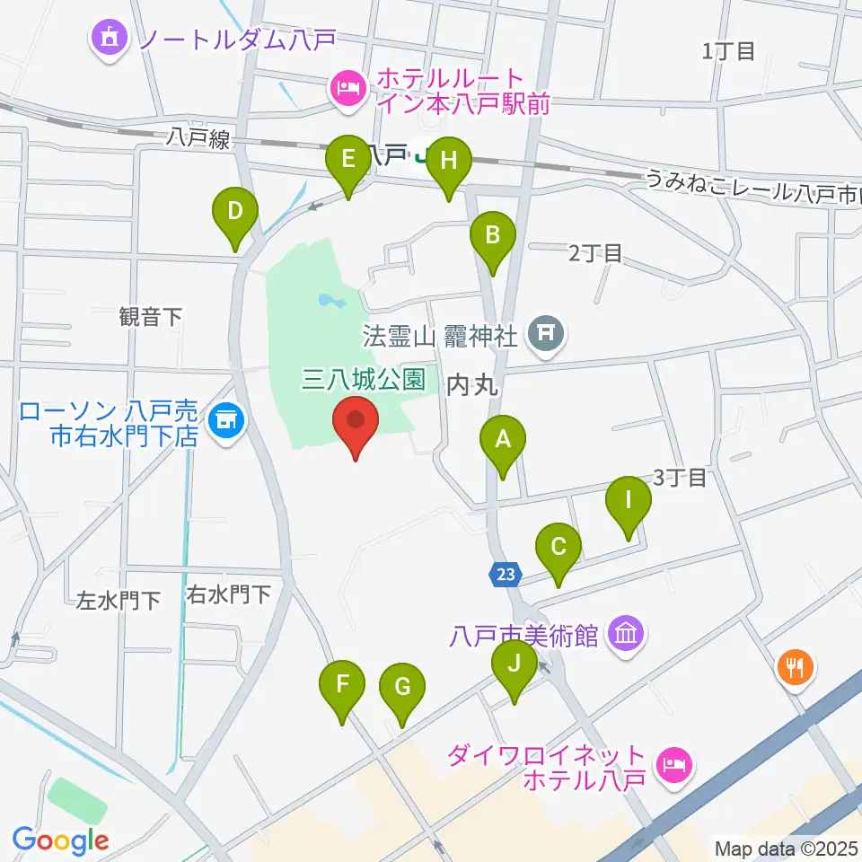 SG GROUPホールはちのへ周辺のファミレス・ファーストフード一覧地図