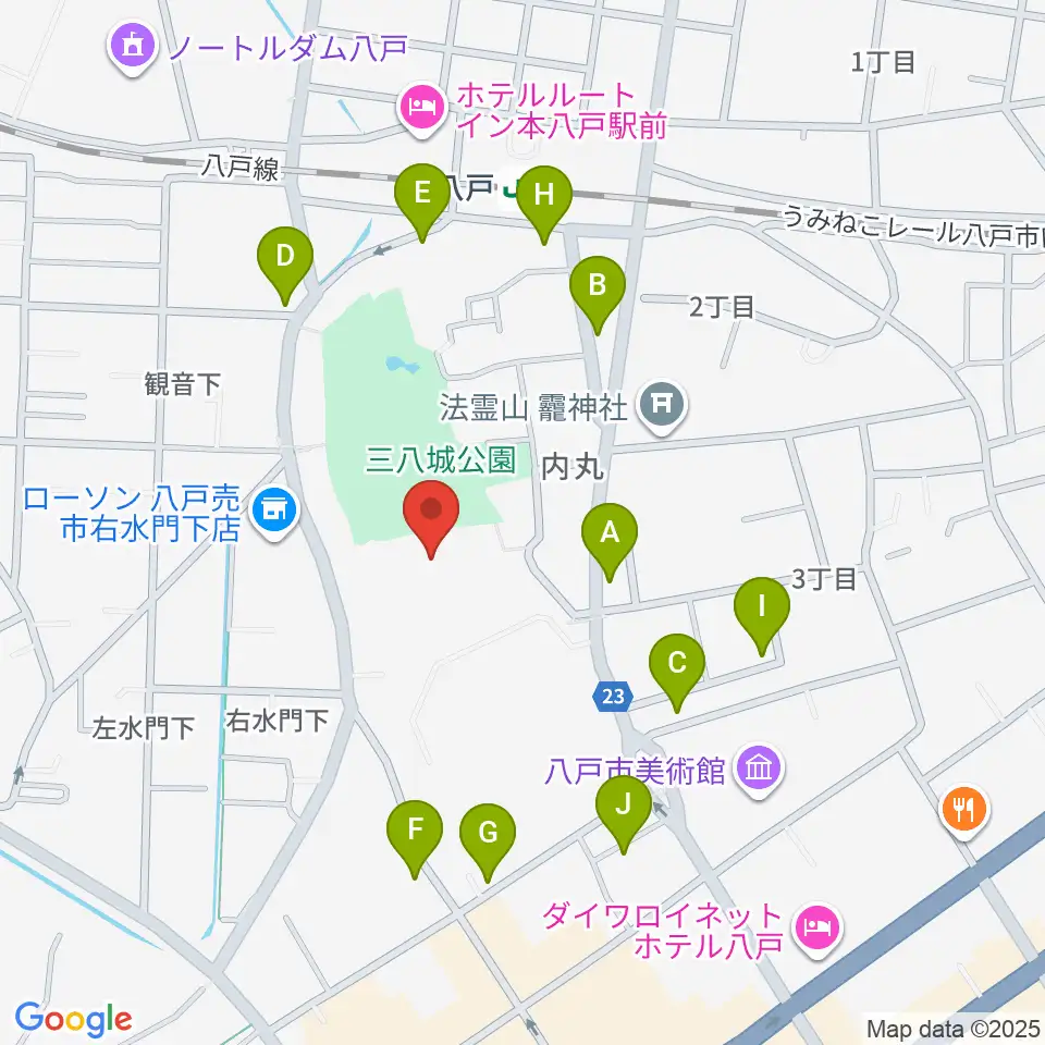 SG GROUPホールはちのへ周辺のファミレス・ファーストフード一覧地図