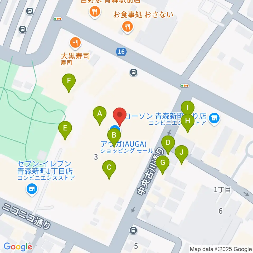 青森市男女共同参画プラザ カダール周辺のファミレス・ファーストフード一覧地図