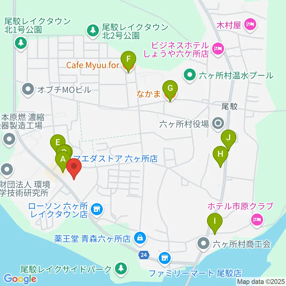 スワニー 六ヶ所村文化交流プラザ周辺のファミレス・ファーストフード一覧地図