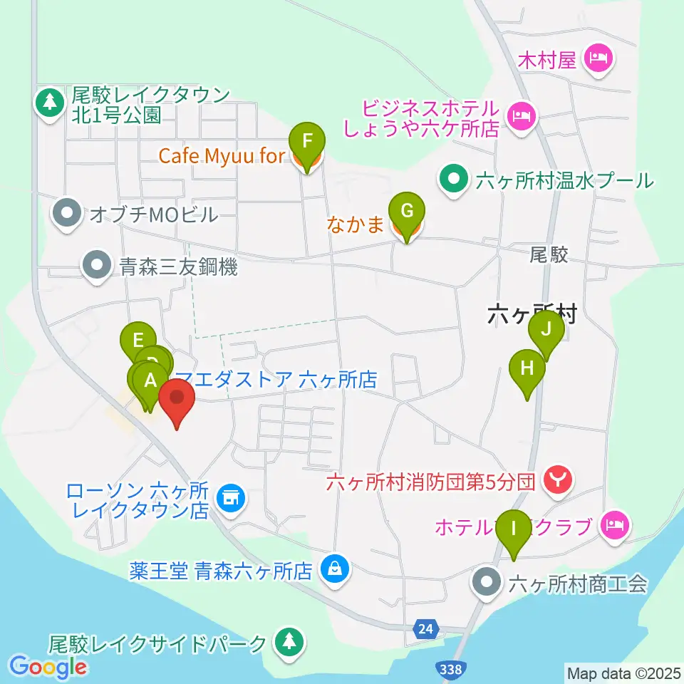 スワニー 六ヶ所村文化交流プラザ周辺のファミレス・ファーストフード一覧地図