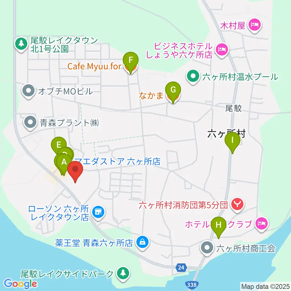 スワニー 六ヶ所村文化交流プラザ周辺のファミレス・ファーストフード一覧地図